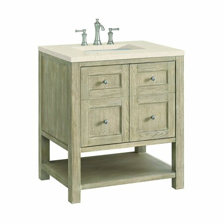 James Martin Vanities 30'' Single Vanity, Whitewashed Oak w/ 3 CM Eternal Marfil Quartz Top 330-V30-WWO-3EMR